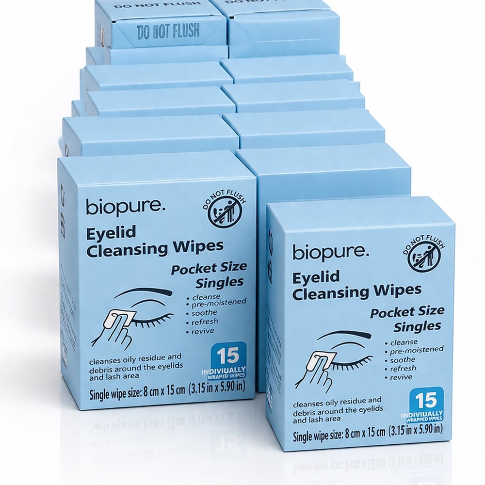biopure Eyelid Cleansing Wipes - Light Blue Pocket Singles